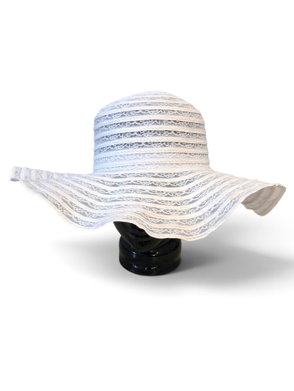 Giovannio White Lace Wide Brim Sun Hat | Kentucky Derby / Tea Party